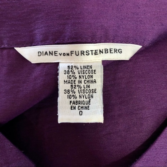 Diane von Furstenberg Honey Pie purple linen blend tunic dress pockets size 0 - Picture 8 of 10